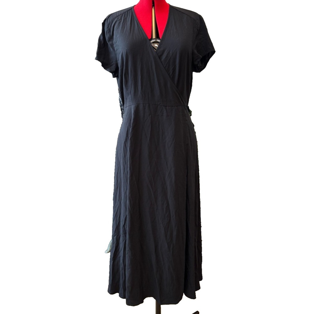 Old Navy SS‎ Woven Wrap Black Jack 05/20 wrap around dress womens' size medium